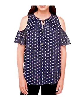 Michael Kors Golden Metallic Foiled Cold-Shoulder Blouse